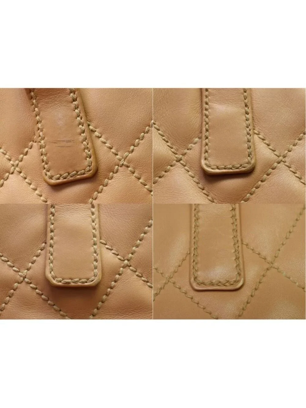 Chanel Wild Stitch Calfskin Beige Hand Tote Bag